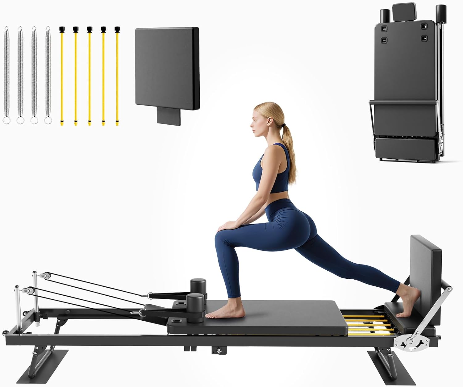 Home Gym Pilates - Mesin Pilates Reformer Lipat, Peralatan Latihan